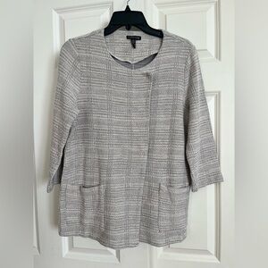 Eileen Fisher Women's Knit Jacket  Gray Pattern Texture Petite Small